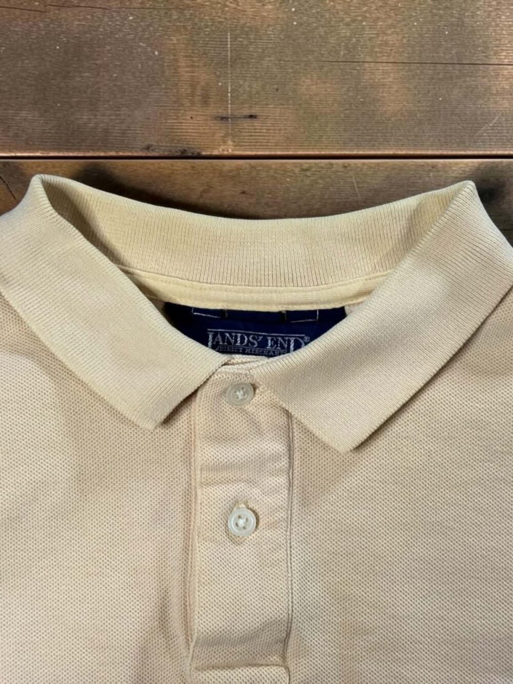 Vintage Lands' End Student Polo Shirt Mens Size Large Yellow Cotton Made in USA